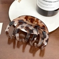 Large tortoiseshell resin hair claw clip with glossy finish for thick hair styling - Polka Dot Coffee - 10cm