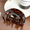 Large tortoiseshell hair claw clip in amber brown for thick hair styling - Polka Dot Dark Coffee - 10cm