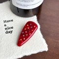 Elegante fermaglio per capelli rosso a goccia con strass colorati su cotone - Clip Becco d'Anatra Goccia (5cm)