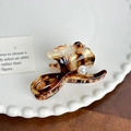 Pince à cheveux en forme de feuille de ginkgo avec perle et motif écaille de tortue - Café multicolore / Petite Taille-6cm