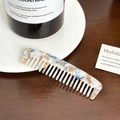 Portable wide-tooth hair comb with elegant blue and cream marble acetate pattern - Small / Blue White Small Comb-8.8cm