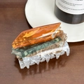 Vintage style stacked book hair claw clip in amber and emerald green acetate finish - Book Hair Claw