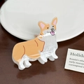 Cute Corgi dog shaped hair claw clip in pearl white acrylic with orange patterns - Orange Dog (6.5cm)