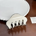 Eleganter cremefarbener Haarklammer mit schwarzen Kanten für dickes Haar Styling-Variante - Weiß Klein - 8cm