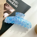 Acetate hair claw clip with blue and white marble pattern for elegant updos - Flowing Sky Blue