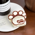 Cute acrylic cat paw hair claw clip in beige and brown finish with Beaasole text - Footprint Claw-7cm