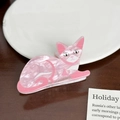 Pink marbled cat hair claw clip made of acrylic for half-up hairstyles and casual looks - Pink Cat (7.3cm)