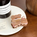 Cute brown bear hair claw clip with colorful star patterns for a stylish daily hairstyle - Coffee Dog-5.8cm