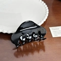 Große Haarklammer aus glänzendem schwarzem Acetat mit poliertem Finish für dickes Haar - Schwarz Klein - 8cm