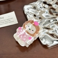 Cute cartoon lion hair claw clip in creamy white acetate with pearlescent finish - Coffee Hat Bear-5.6cm