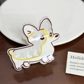 Pince à cheveux motif chien Corgi mignon avec finition nacrée blanche pour femmes - Chien Gris et Blanc (6.7cm)