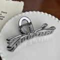 Elegant large silver metal hair claw clip in sleek resin finish for chic hairstyles - Butterfly Streamer Claw Clip - 13cm