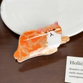 Pince à cheveux chat orange mignon en acrylique nacré avec une texture marbrée - Chat Roux (7.1cm)