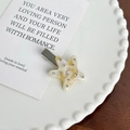 Fermaglio per capelli a stella in acetato con strass e finitura in marmo beige - Fermaglio (4.3cm) / Caffè Bianco