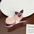 Cute Siamese cat shaped acrylic hair claw clip with pearlescent texture and blue eyes - Brown Cat (7cm)