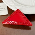 Elegante fermaglio per capelli a triangolo rosso in acetato con strass e finitura lucida - 6cm / Rosso