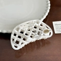 French vintage marble pattern hollow grid hair claw clip in elegant white resin finish - Marble White Claw Clip (8.6cm)
