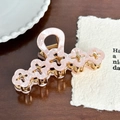 Haarklammer aus Acetat mit rosa Marmormuster und goldenem Kleeblatt-Hohlmuster - 10cm / Rosa