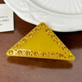 Fermaglio per capelli a triangolo in acetato giallo con cristalli ambra su legno - 6cm / Giallo