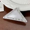 Fermaglio per capelli a triangolo bianco con strass brillanti e finitura in acetato - 6cm / Bianco Sporco