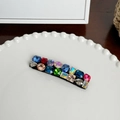 Pinza para el pelo negra de lujo con vibrantes pedrería de colores de múltiples formas - Pinza de Strass Colorida