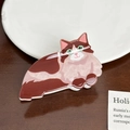 Cute cat-shaped hair claw clip in tortoiseshell acrylic finish for creative hair styling - Chubby Cat
