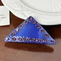 Barrette triangle en acétate bleu roi effet marbre avec strass violets étincelants - 6cm / Violet