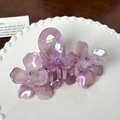 Elegant purple acetate flower claw clip with marbled texture and sparkling rhinestones - Purple Heart (10.5cm)