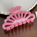 Rosa Strass Haarklammer mit kronenförmigem Design für elegantes Styling bei dickem Haar - Rosa