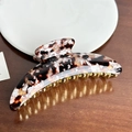 Große mondförmige Haarklammer aus Schildpatt-Resin mit goldenen Metallzinken - 12.2CM / Kaffee-Weiß