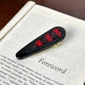 Clip para el cabello retro de acrílico negro brillante con patrón de rombos rojos y negros - 6.4CM / Negro