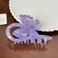 Pinza per capelli a farfalla viola cangiante con strass per acconciature eleganti - 9.8CM / Viola