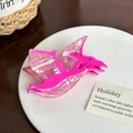 Pinza per capelli a forma di pterodattilo rosa in acetato con finitura perlata - 8cm / Rosa