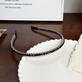 Cerchietto elegante in metallo dorato con perline sfaccettate nere per uno stile di lusso - Stile con Perline in Lega / Nero