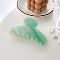 Elegant mint green marble acetate hair claw clip for bun hairstyles and daily wear - White-Green Gradient