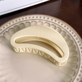 French vintage matte cream crescent hair claw clip for elegant updo hairstyles - 12cm / Beige
