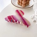 Pink and purple marble acetate shark hair claw clip for elegant women styling - Gradient White Red