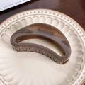 French vintage 12cm amber brown crescent hair claw clip with cutout design - 12cm / Smoke Gray