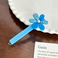 Pinza per capelli a fiore blu in acetato con strass e perla per acconciature - Fermaglio a Scatto a Fiore Singolo / Fermaglio a Scatto - 7,7 cm