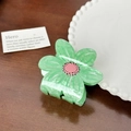 Grüne Blumen Haarklammer mit Marmoreffekt und rosa Mitte für elegante Frisuren - Grün Blume Haarkralle