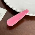 Barrette goutte rose élégante avec strass brillants sur un support en bois brun - Rose