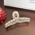 Creamy white hair claw clip with red strawberry pattern and golden metal spring - Strawberry (Medium)