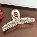 Large cream acrylic hair claw clip with red strawberry patterns on wood background - Strawberry (Large)
