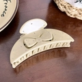 Beige acetate bow claw clip with rhinestones and glossy finish for hair styling - Beige Bow Knot Rhinestone / Bow Knot-9.8cm