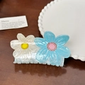 Eleganter Haarklammer mit weißen und blauen Blumen und Perlglanz-Finish - Weiß-Blau Doppelte Blume Haarkralle