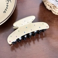 Grande pince à cheveux en acétate beige avec strass multicolores et dents noires - Multicolore-9.5cm