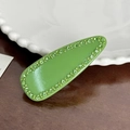 Elegant grass green teardrop hair clip with sparkling rhinestones and resin finish - Spring Clips / Green