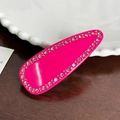 Teardrop-shaped rose red hair clip with sparkling pink rhinestones in Korean style - Spring Clips / Rose Red