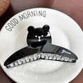 Glossy black bear claw clip with Grace lettering, cute Korean style hair accessory - Black Bear (11.4cm)
