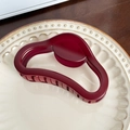 Large vintage burgundy hair claw clip with elegant wavy design on ceramic plate - Red Irregular - 11.5cm